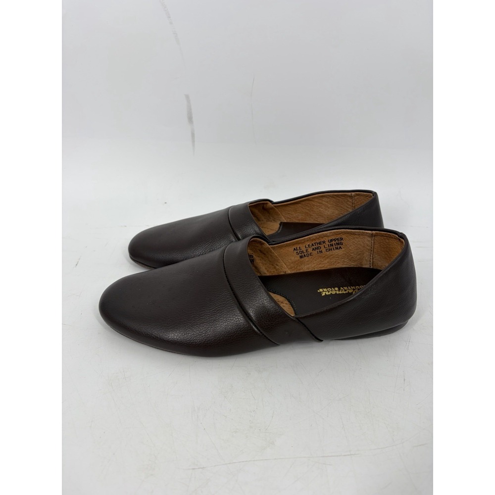 Vermont Country Store Men 8 Brown Leather Lounge Slippers Shoes
